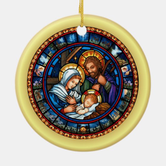 Kerst ~ De Heilige Familie ~ Nativiteit ~ * ~ Keramisch Ornament (Achterkant)