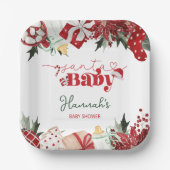 Kerst December Baby shower Papieren Bordje (Voorkant)