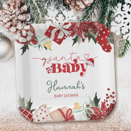 Kerst December Baby shower Papieren Bordje