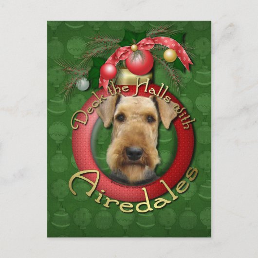 Kerst - Deck de Hallen - Airedales Feestdagenkaart (Voorkant)