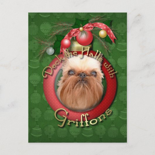 Kerst - Deck de Hallen - Griffons Feestdagenkaart (Voorkant)