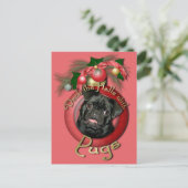 Kerst - Deck de Hallen - Mopshonden - Ruffy Feestdagenkaart (Staand voorkant)