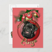 Kerst - Deck de Hallen - Mopshonden - Ruffy Feestdagenkaart (Voorkant / Achterkant)