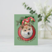 Kerst - Deck de Hallen - Shiba Inu Feestdagenkaart (Staand voorkant)