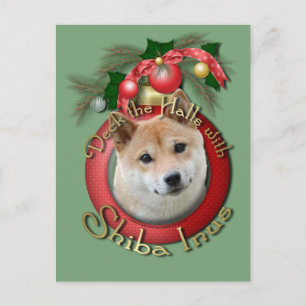 Kerst - Deck de Hallen - Shiba Inu Feestdagenkaart