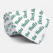 Kerst Deck The Halls Groen Wit Vakantiepret Stropdas (Opgerold)