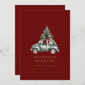 Kerst Decor Bachelor Weekend Uitnodiging Kaart (Voorkant / Achterkant)