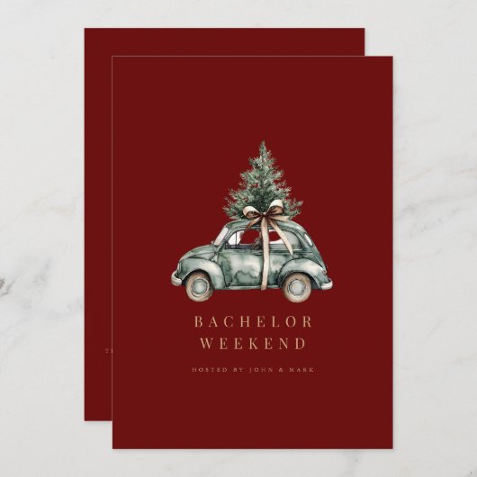 Kerst Decor Bachelor Weekend Uitnodiging Kaart (Voorkant / Achterkant)
