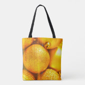 Kerst decor gele kerstballen tote bag (Achterkant)