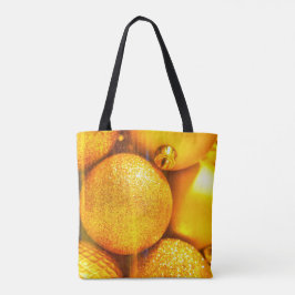 Kerst decor gele kerstballen tote bag