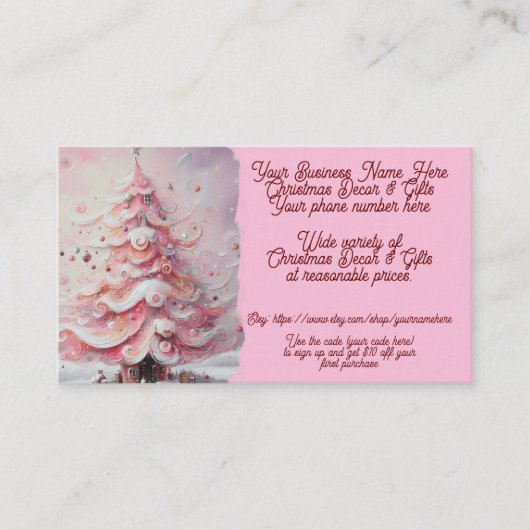 Kerst Decor & Gifts Tree Roze Winkel Verkoop Etsy Visitekaartje (Voorkant)