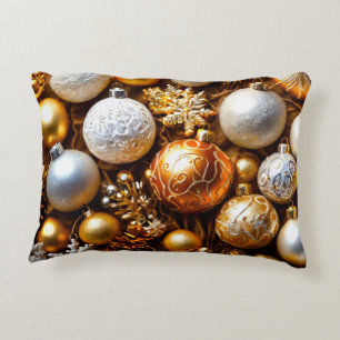 Kerst decor gouden kerstballen accent kussen