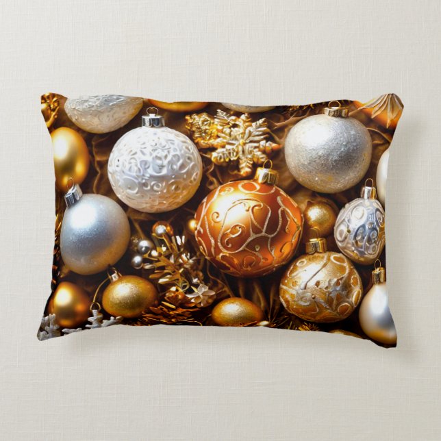 Kerst decor gouden kerstballen accent kussen (Achterkant)