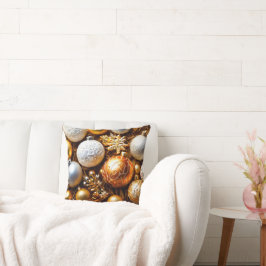 Kerst decor gouden kerstballen kussen