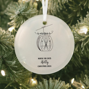 Kerst Decor Nurse Skiing Slope Adventure Gift Glas Ornament