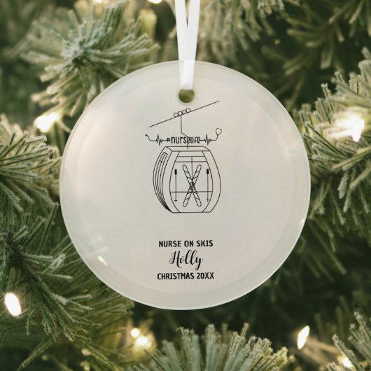 Kerst Decor Nurse Skiing Slope Adventure Gift Glas Ornament (Insitu)