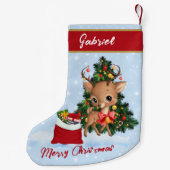 Kerst Decor Schattige Rendier Classic Kleine Kerstsok (Achterkant)