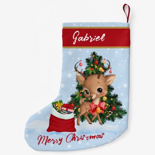 Kerst Decor Schattige Rendier Classic Kleine Kerstsok (Achterkant)