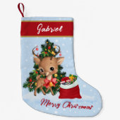 Kerst Decor Schattige Rendier Classic Kleine Kerstsok (Voorkant)