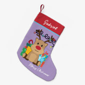 Kerst Decor Schattige Rendier Classic Kleine Kerstsok (Voorkant (Hangend))