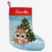 Kerst Decor Schattige Rendier Classic Kleine Kerstsok (Voorkant)