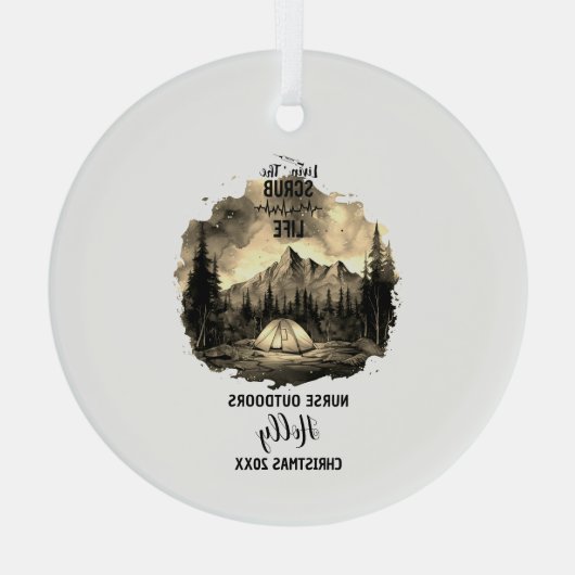 Kerst Decor Verpleegster Buitenshuis Camp Adventur Glas Ornament (Achterkant)