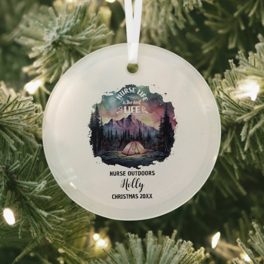 Kerst Decor Verpleegster Buitenshuis Camp Adventur Glas Ornament (Insitu)