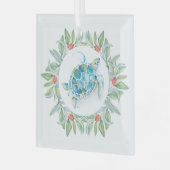 Kerst Decor Zee Schildpad Glas Ornament (Voorkant links)