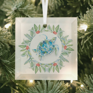 Kerst Decor Zee Schildpad Glas Ornament