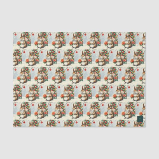 Kerst decoratie eekhoorn tissue papier (Voorkant)