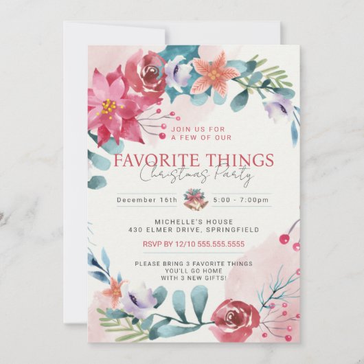 Kerst Decoratie Favoriete Dingen Party Kaart (Voorkant)