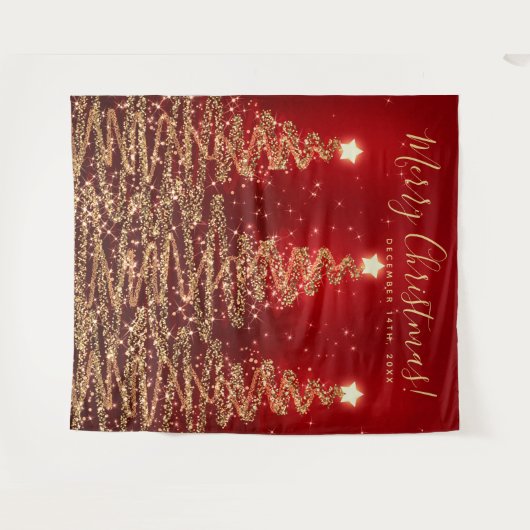 Kerst decoratie goud rood Kerstbomen Wandkleed (Voorkant (horizontaal))