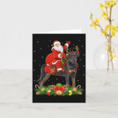 Kerst Decoratie Grappige Kerstman Riddt Rottweiler Kaart (Gele Bloem)