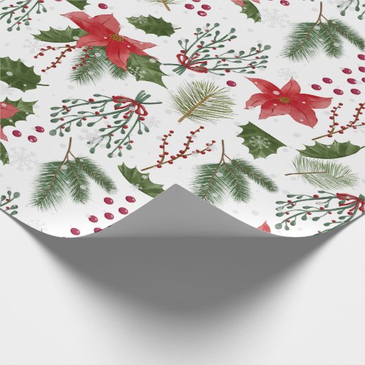 Kerst decoratie groen planten Waterverf Cadeaupapier (Hoek)