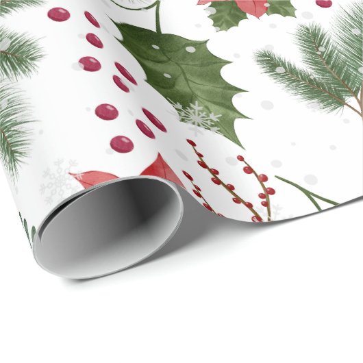 Kerst decoratie groen planten Waterverf Cadeaupapier (Rol Hoek)
