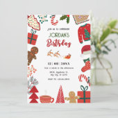 Kerst decoratie leuk verjaardag kaart (Staand voorkant)