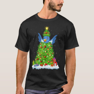Kerst Decoratie Lichtjes Kerstman Blauw Vogeltje K T-shirt