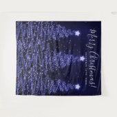 Kerst decoratie Navy Blauwe Vrolijke Kerstbomen Wandkleed (Voorkant (horizontaal))
