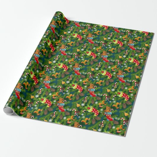 Kerst Decoratie Patroon Cadeaupapier (Uitgerold)