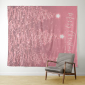 Kerst decoratie roze goud Kerstboom Wandkleed (In Situ (horizontaal))