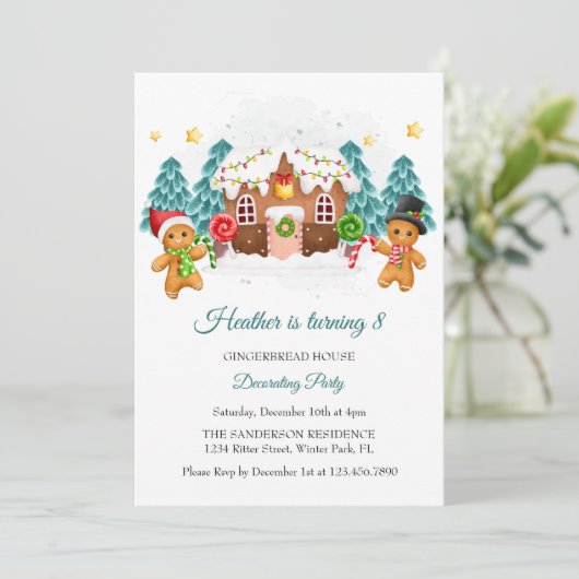 Kerst Decoratie Verjaardagsfeestje Voor Kinderen Kaart (Staand voorkant)