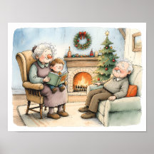 Kerst decoratie voor grootouders voorleestijd muur