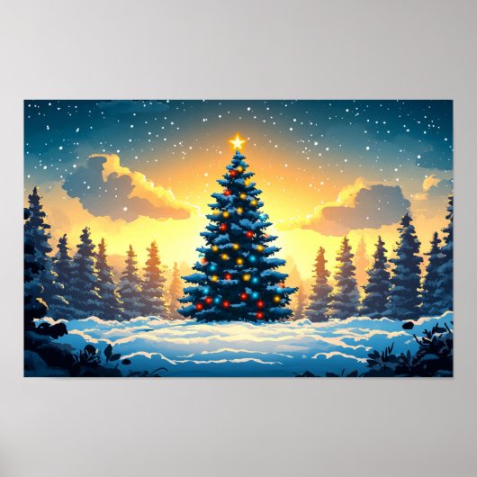 Kerst Decoratie Waterverf Print Tekening (Voorkant)