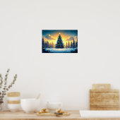 Kerst Decoratie Waterverf Print Tekening (Keuken)