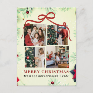Kerst decoratief lint 4 foto kerstmis feestdagenkaart