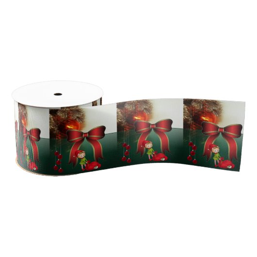 Kerst decoratief lint, Elf Grosgrain Lint (Spoel)