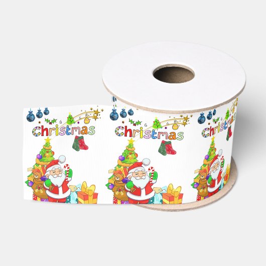 Kerst decoratief lint, Kerstman Grosgrain Lint (Spoel)