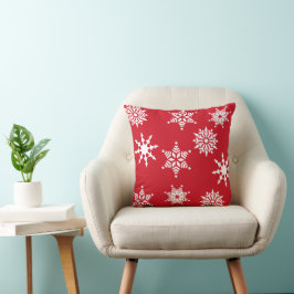 Kerst decoratief rood & wit sneeuwvlokken sterren kussen