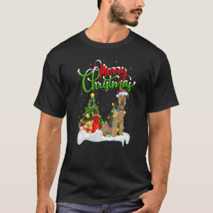Kerst Decoraties Kerstman Airedale Terrier Hond Ch T-shirt
