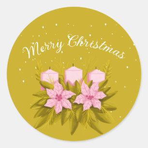 Kerst-decoratieve kaars ronde sticker